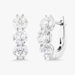 Abriella Three Stone Diamond Huggie Earrings 4.30 ctw