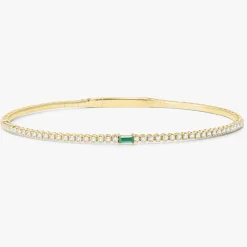 Baguette Birthstone and Diamond Flexible Bangle