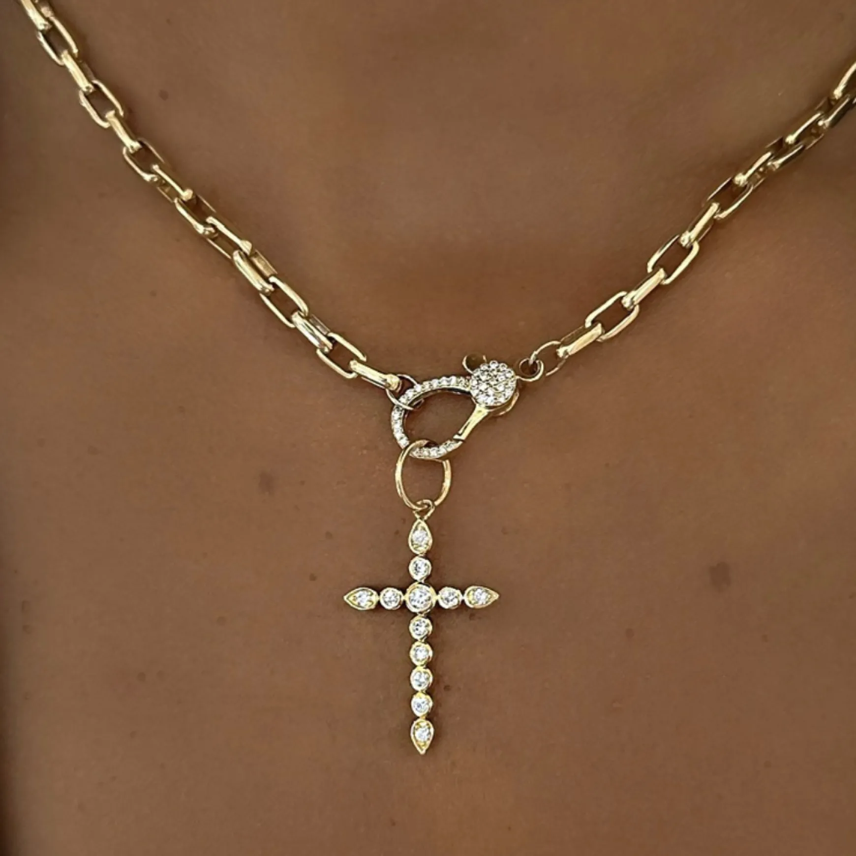 Bela Diamond Bezel Cross Charm