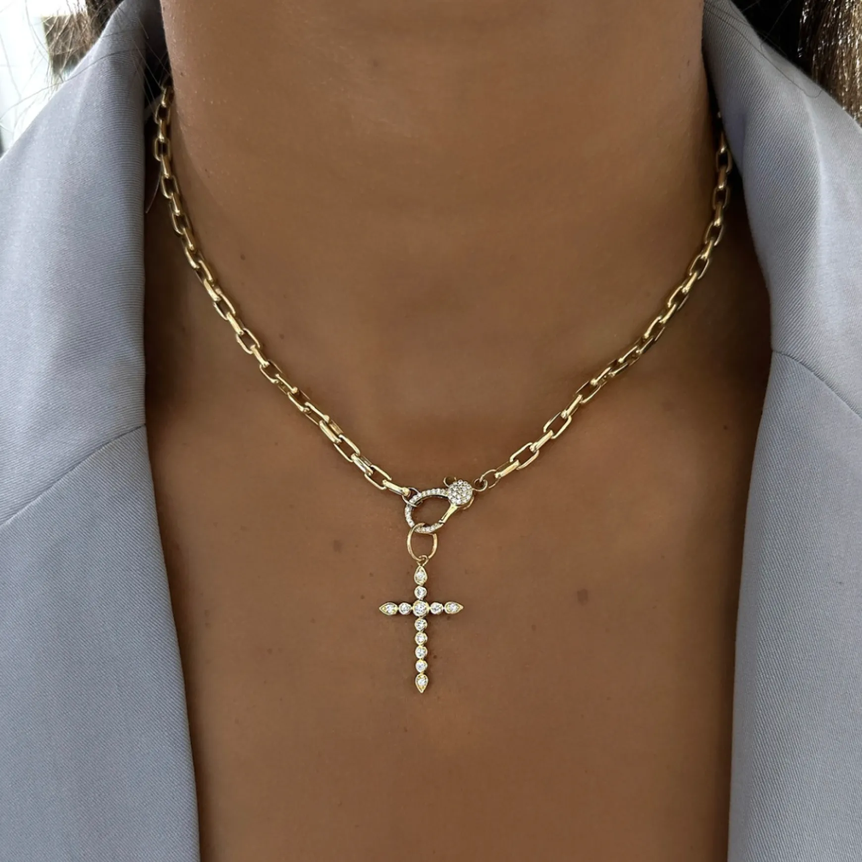 Bela Diamond Bezel Cross Charm