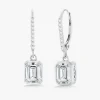 Bezeled Emerald Cut Diamond Dangle Earrings 3.12 ctw