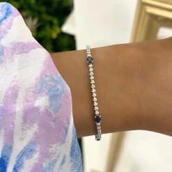 Blue Sapphire & Diamond Tennis Bracelet