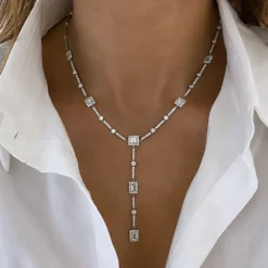 Cecilia Asscher Cut Lariat Necklace 7.89 ctw