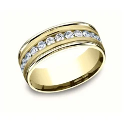 Channel Set Diamond Wedding Band 8mm
