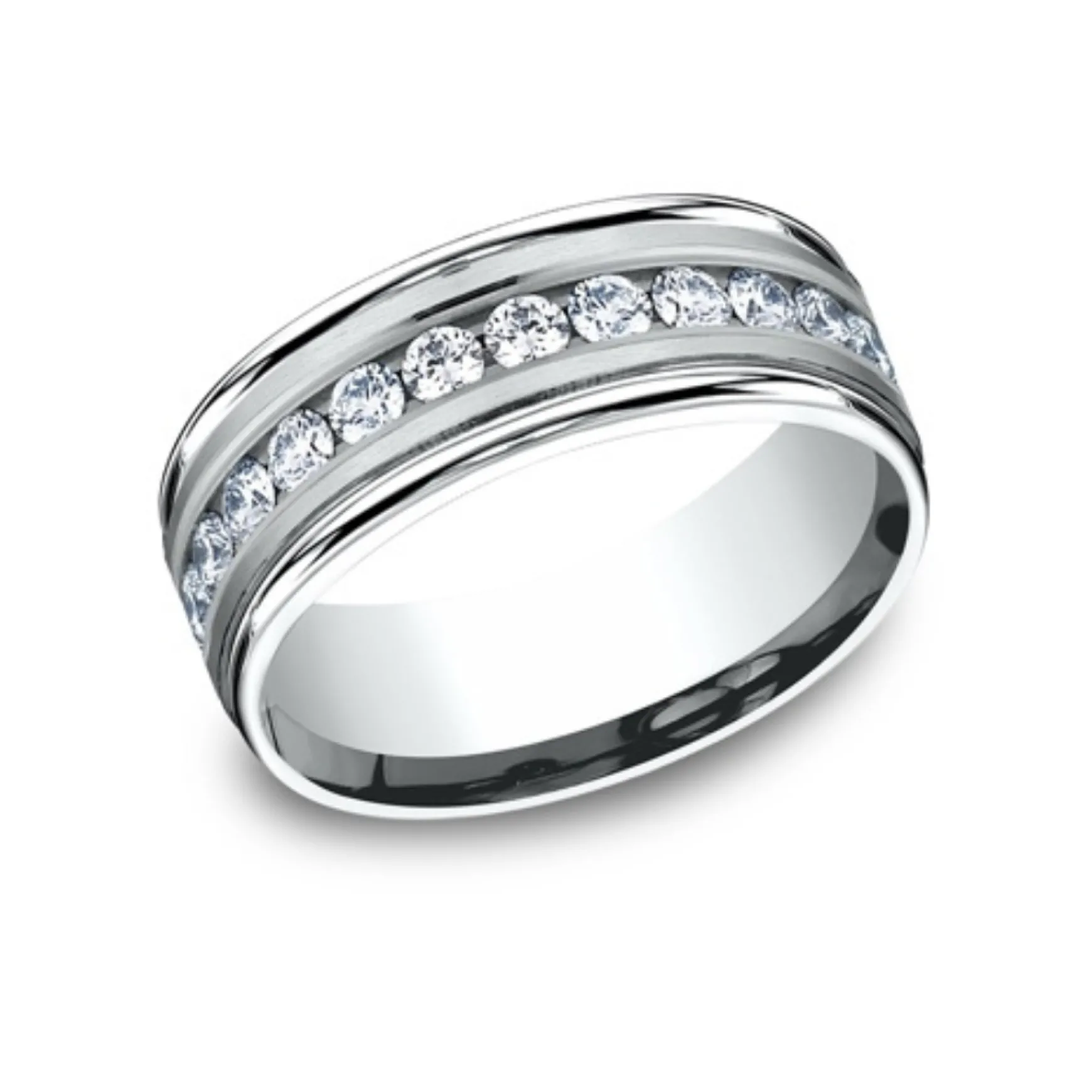 Channel Set Diamond Wedding Band 8mm