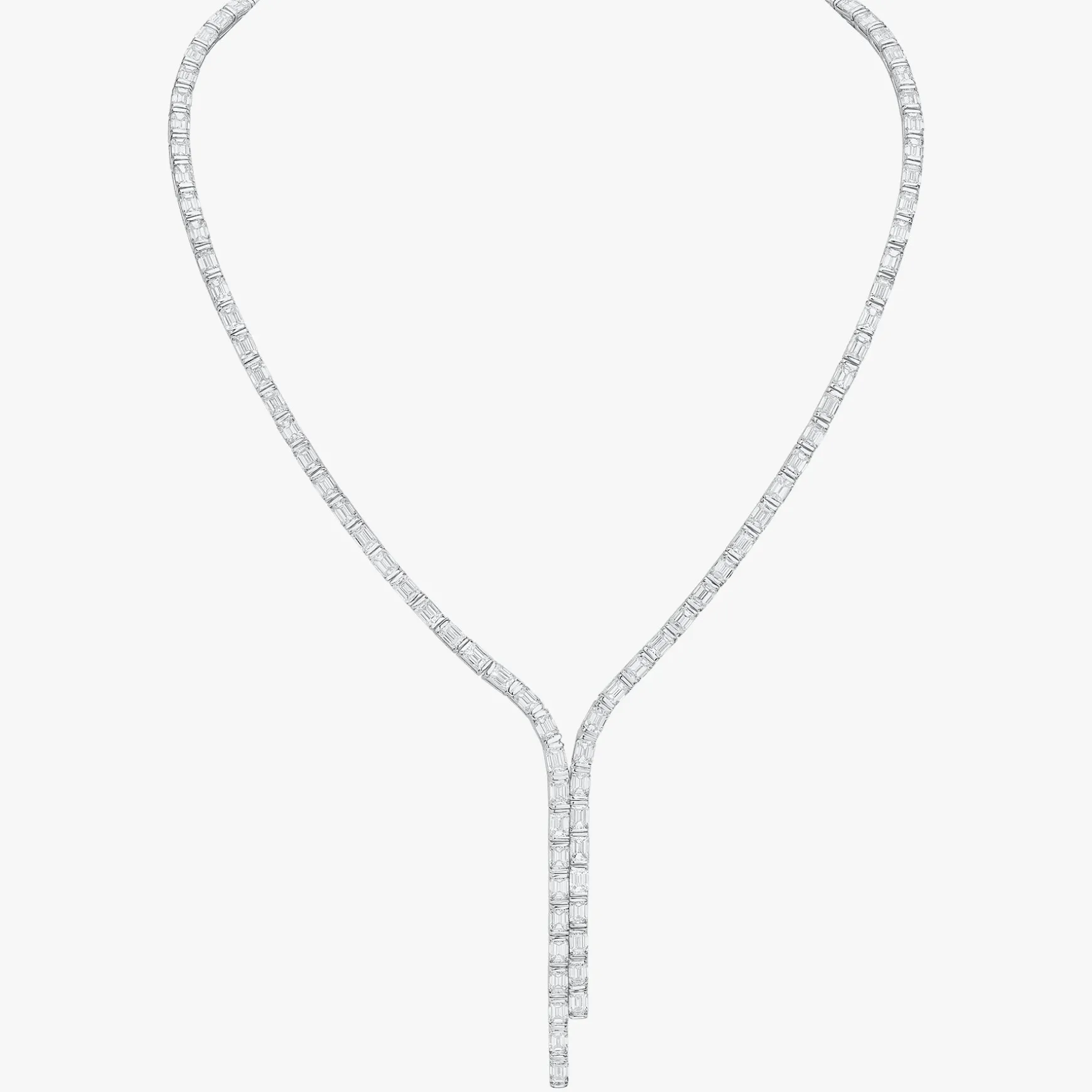 Channel Set Emerald Cut Diamond Double Lariat 24 ctw