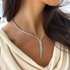 Channel Set Emerald Cut Diamond Double Lariat 24 ctw
