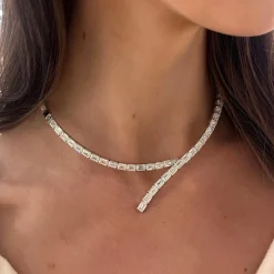 Cosetta Emerald Cut Necklace Cuff 19.58 ctw