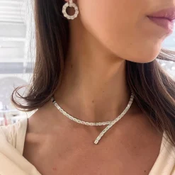 Cosetta Emerald Cut Necklace Cuff 19.58 ctw