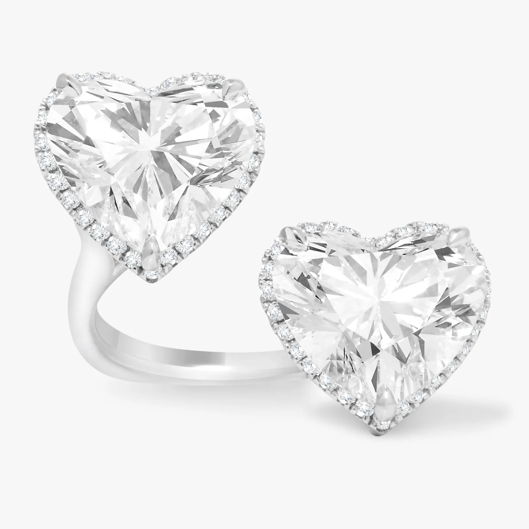 8.03ct Lab Grown Toi et Moi Heart Diamond Ring