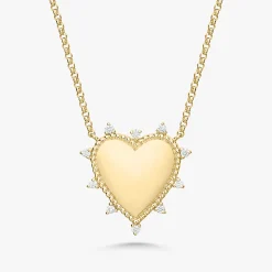 Custom Engraveable Diamond Heart Burst Necklace