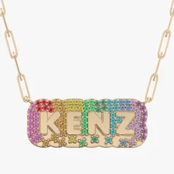 Custom Rainbow Gemstone Name Necklace Design DEPOSIT ONLY