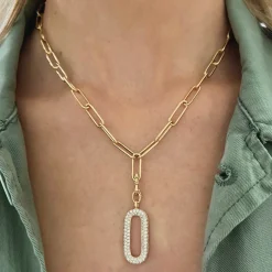 Dana Paperclip Chain with Detachable Diamond Toggle