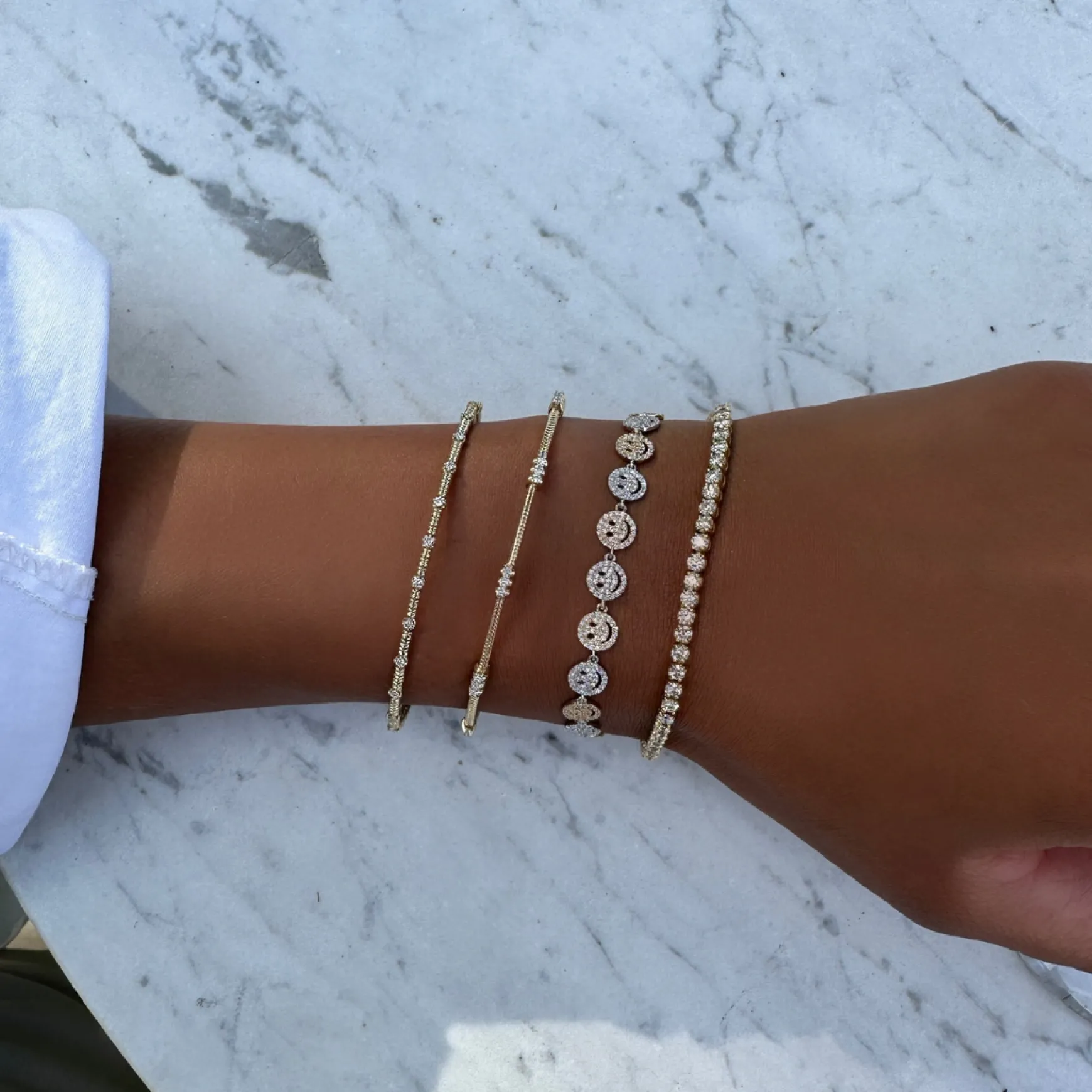 Daria Diamond Station Flexible Bangle Bracelet