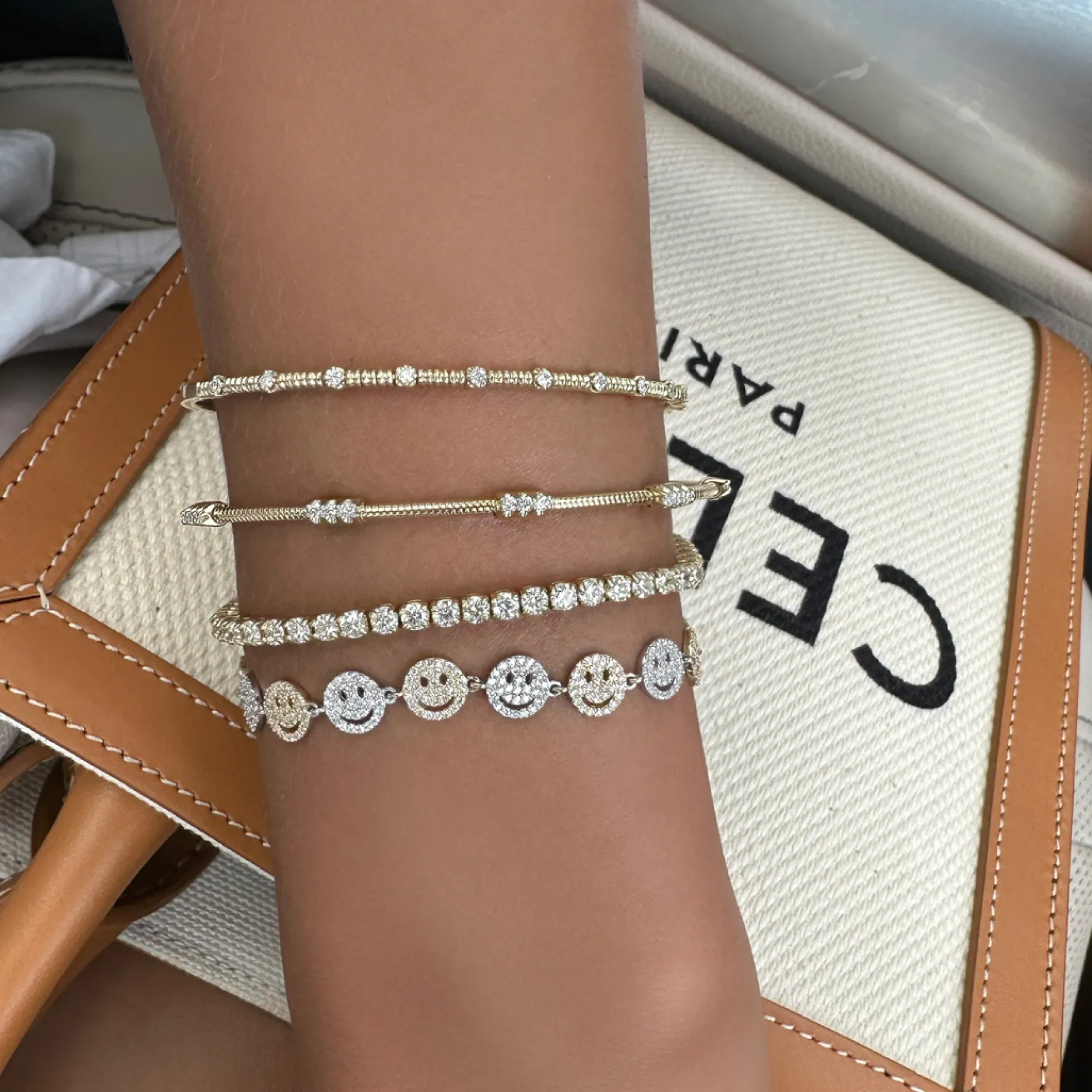 Daria Diamond Station Flexible Bangle Bracelet