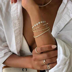 Daria Diamond Station Flexible Bangle Bracelet