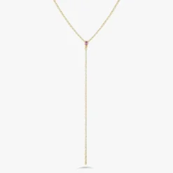 Davis Diamond Tennis Necklace with Removable Pink Sapphire Oval Lariat 4.90 ctw