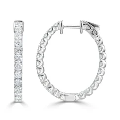 Deb Double Sided Diamond Oval Hoop Earrings 2.50 ctw