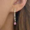 Delta Diamond & Pink Sapphire Pear Dangle Stud Earrings 1.24 ctw