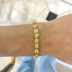 Emalyne Multi-Shape Fancy Yellow Diamond Tennis Bracelet 21.55 ctw