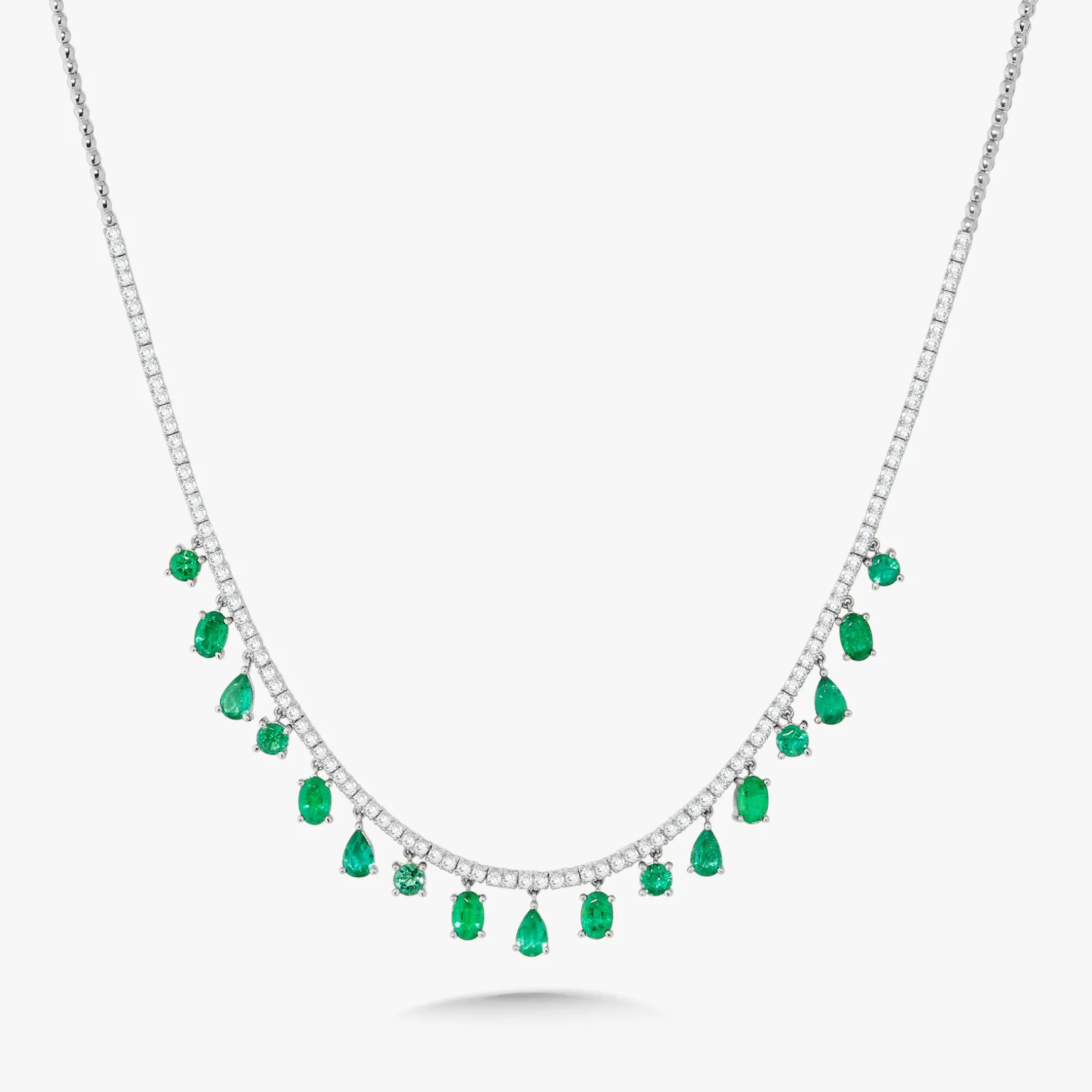 Farrah Emerald & Diamond Dangle Tennis Necklace 7.70 ctw