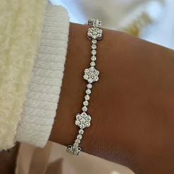 Flora Diamond Station Tennis Bracelet 3 ctw