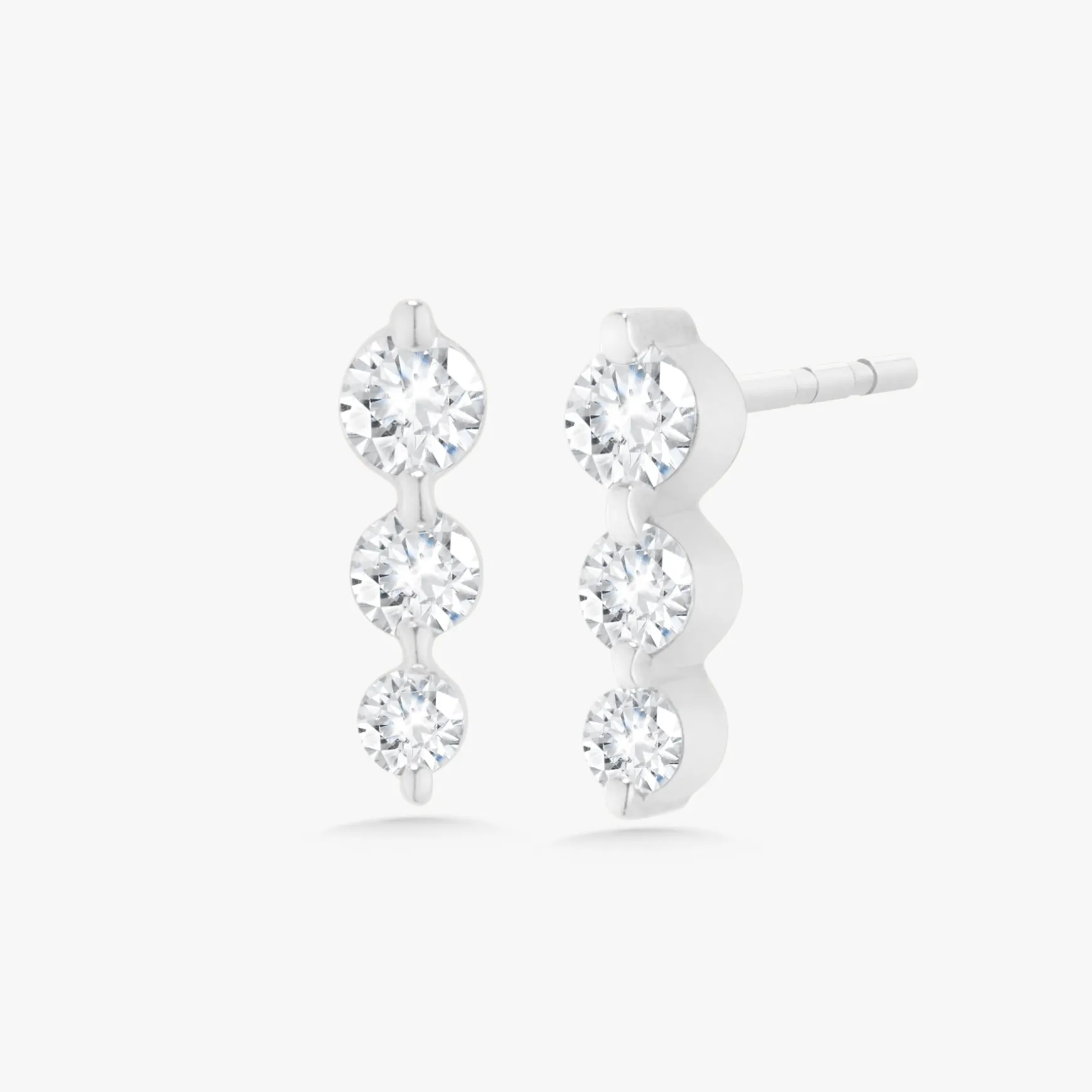 Gemma 3 Diamond Vertical Bar Stud Earrings