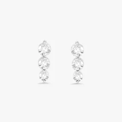 Gemma 3 Diamond Vertical Bar Stud Earrings