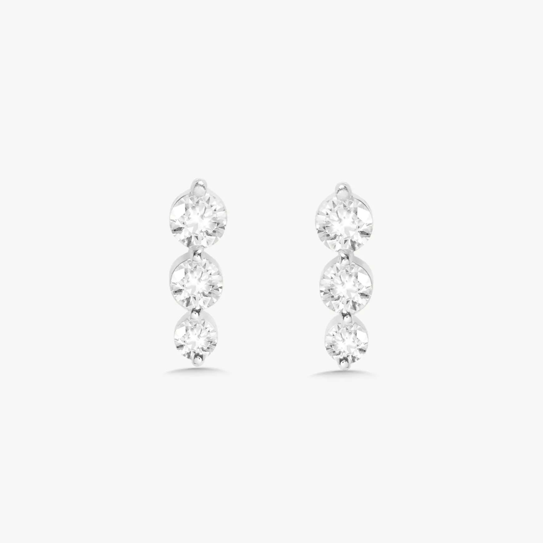 Gemma 3 Diamond Vertical Bar Stud Earrings