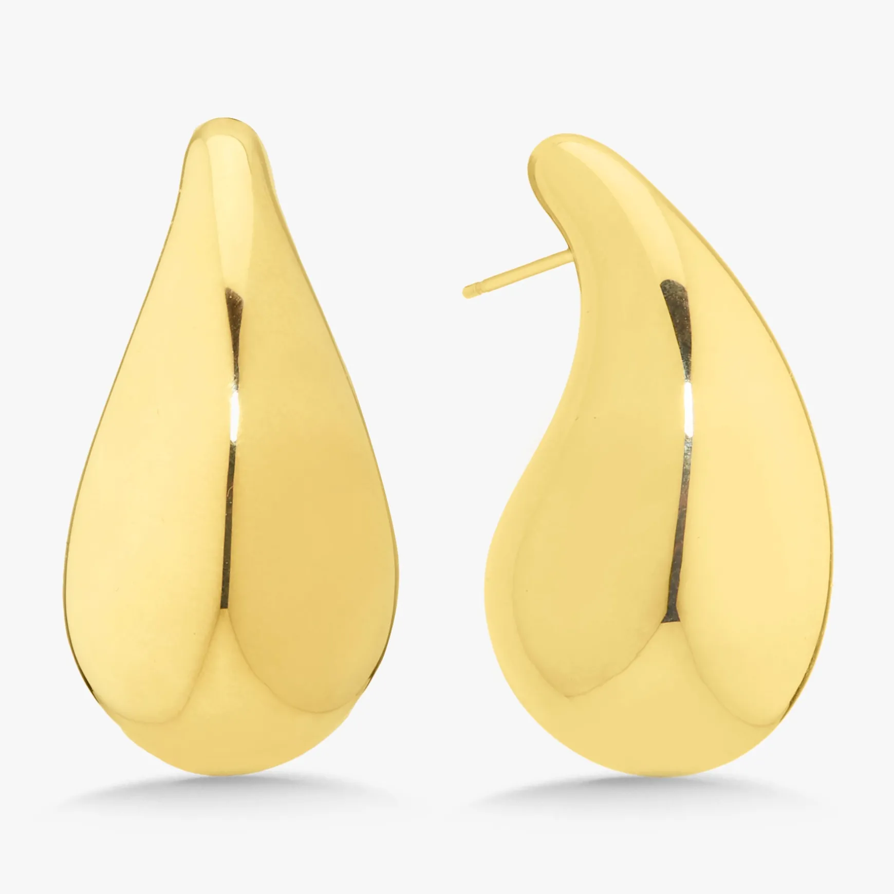 Gold Tear Drop Stud Earrings
