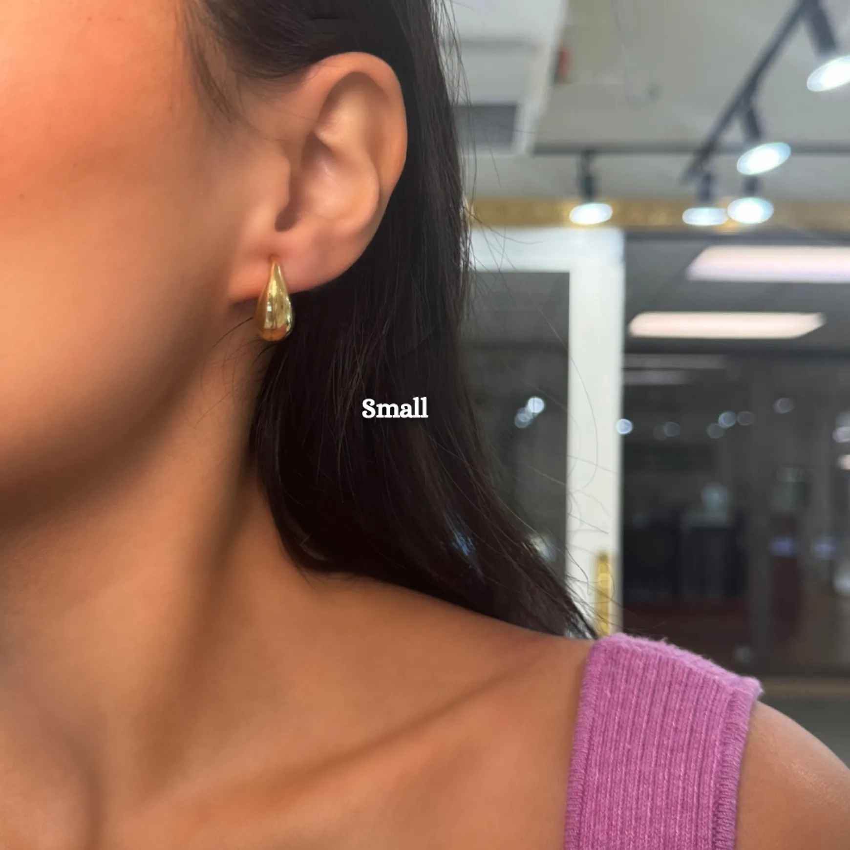 Gold Tear Drop Stud Earrings