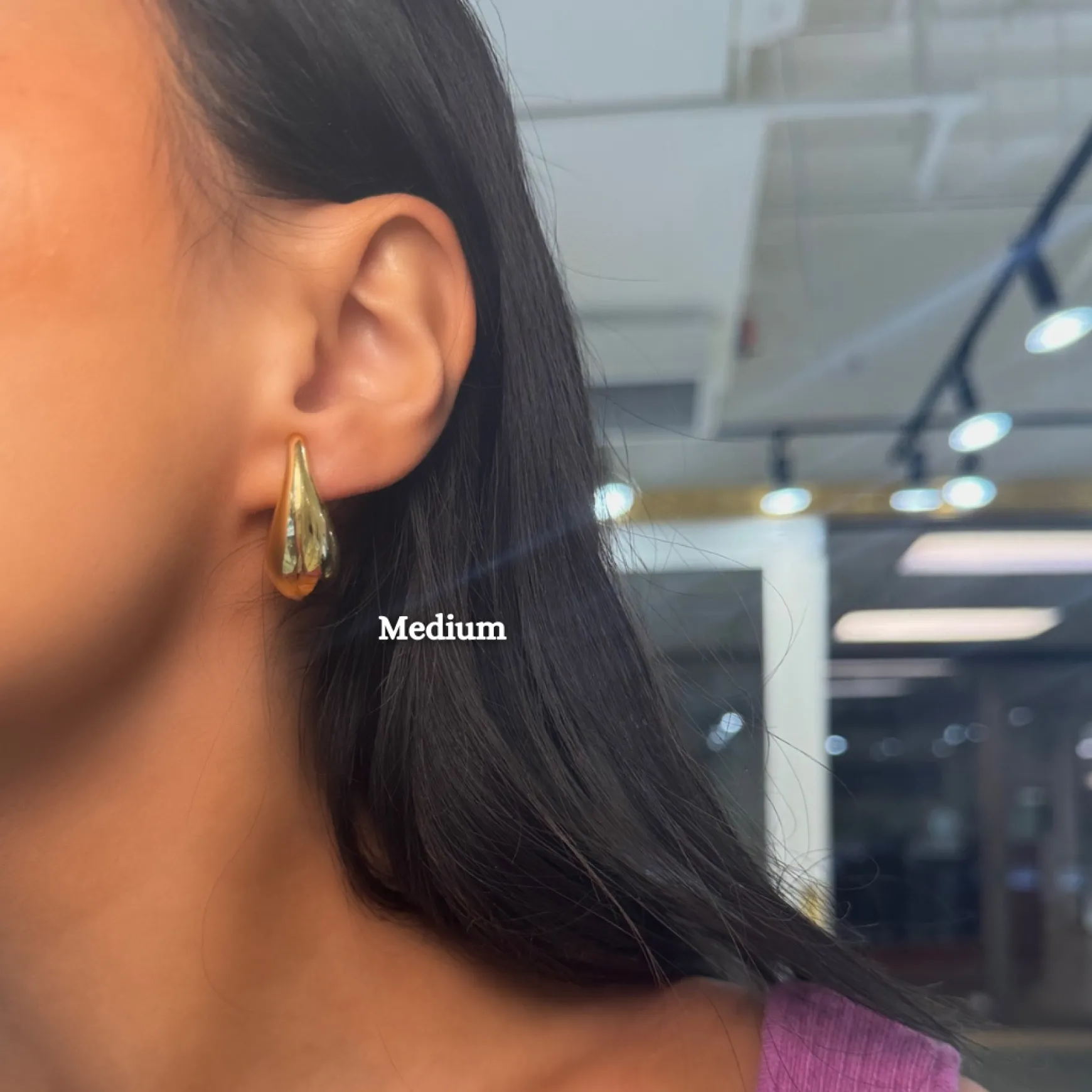 Gold Tear Drop Stud Earrings