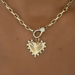 Heart Burst Diamond Medallion Charm
