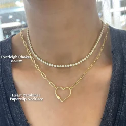 Heart Carabiner Paperclip Necklace
