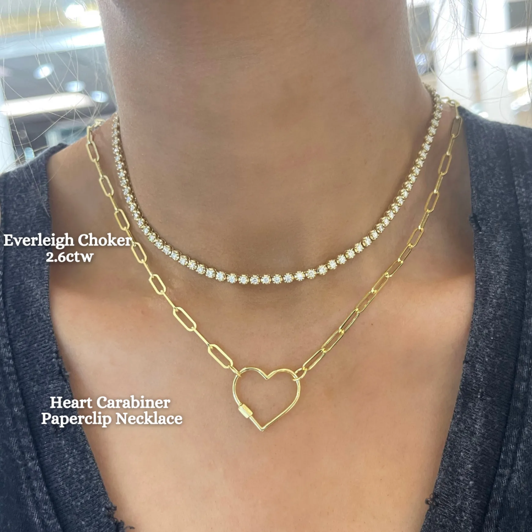 Heart Carabiner Paperclip Necklace