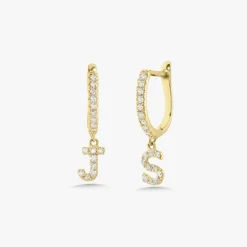 Initial Diamond Huggie Earrings