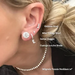 Initial Diamond Huggie Earrings