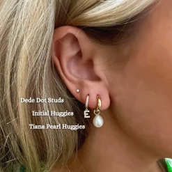 Initial Diamond Huggie Earrings