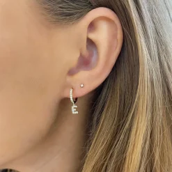 Initial Diamond Huggie Earrings