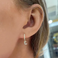 Initial Diamond Huggie Earrings