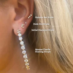 Initial Diamond Stud Earrings