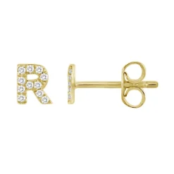 Initial Diamond Stud Earrings