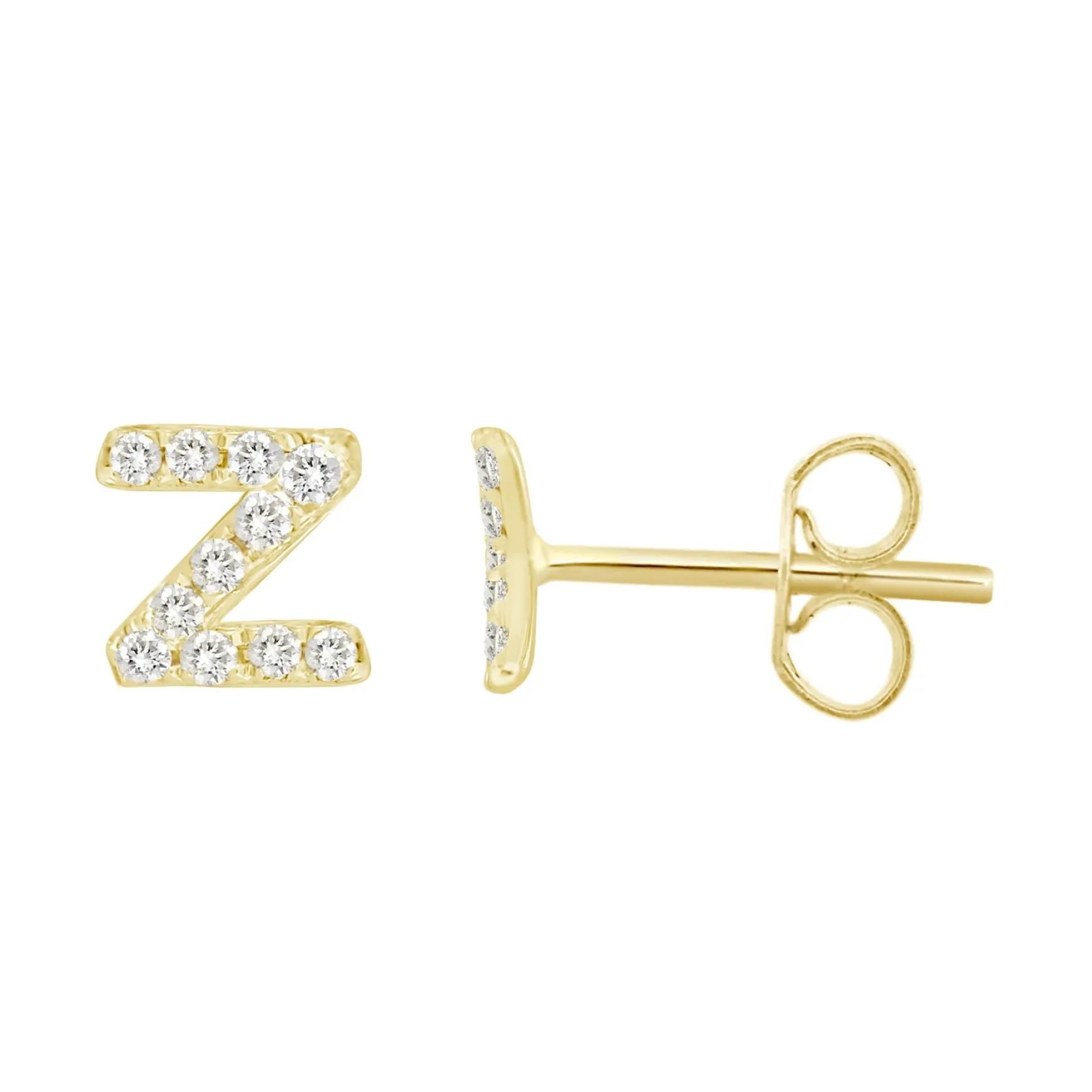 Initial Diamond Stud Earrings