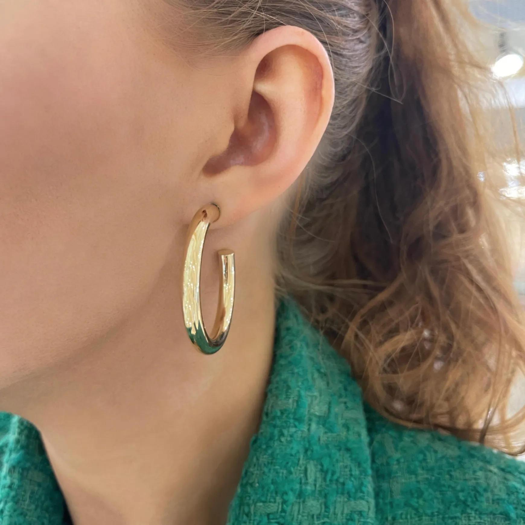 Jade Tube Hoops 30mm