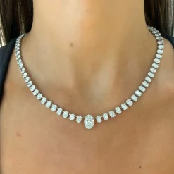 Josette Floating Oval Diamond Necklace 35 ctw