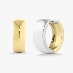 14k Two-Tone Polished Huggie Earrings 6mm