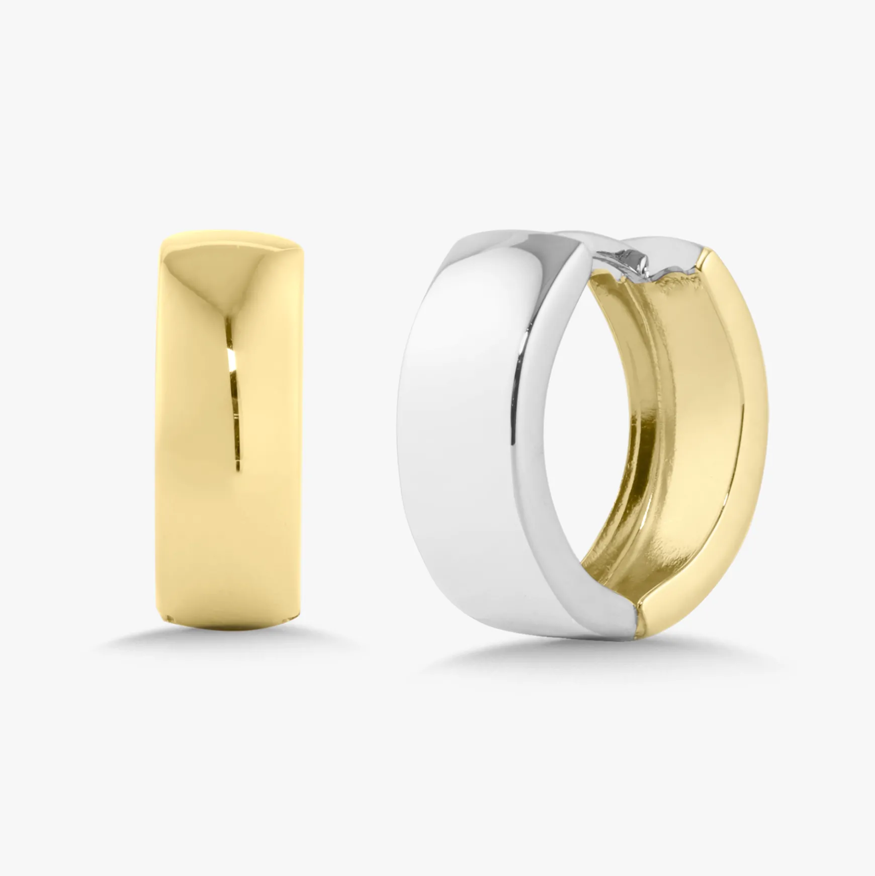 14k Two-Tone Polished Huggie Earrings 6mm