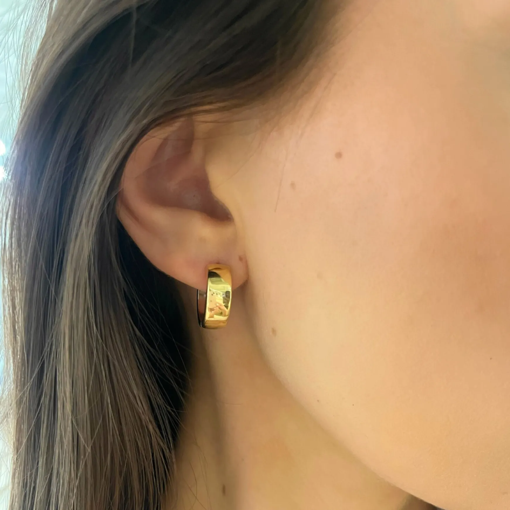 14k Two-Tone Polished Huggie Earrings 6mm