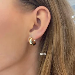 14k Yellow Gold Polished Huggie Earrings 4mm & 6mm