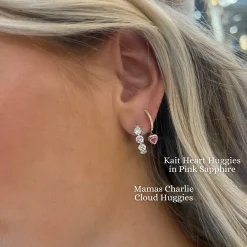 Kait Dainty Heart Drop Huggie Earrings